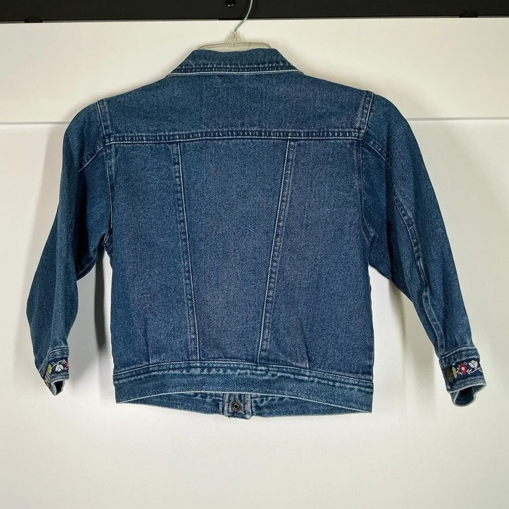 Vintage 90's Kids‎ Girls Denim Jacket Embroidered Floral  Size 5 - 6 Cottagecore